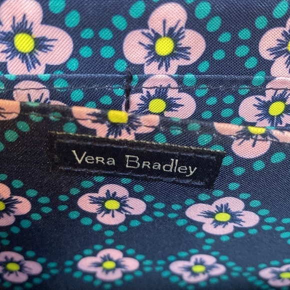 Vera Bradley Turn Lock Purse Wallet Pink Aqua Floral 7 x 5 - Picture 7 of 8